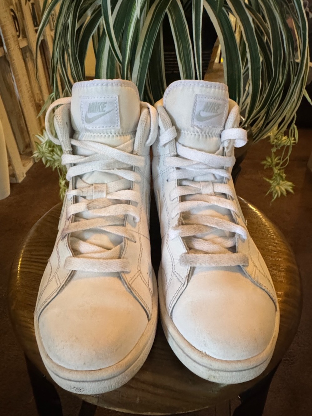 Nike White High-Top Sneakers with Suede Upper